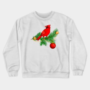 red cardinal on a fir branch Crewneck Sweatshirt